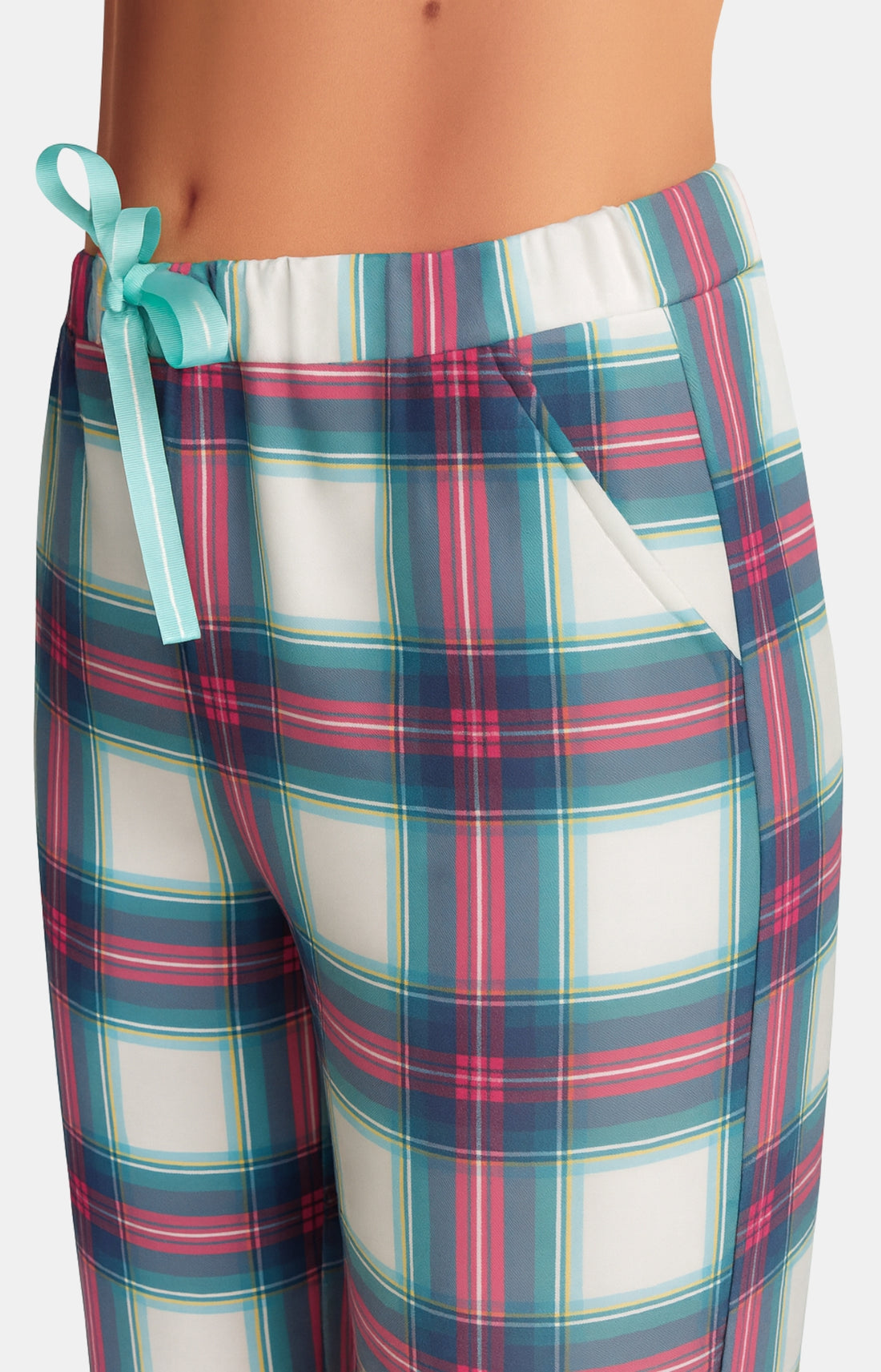 Pyjama polaire chaud carreaux vert canard femme 2