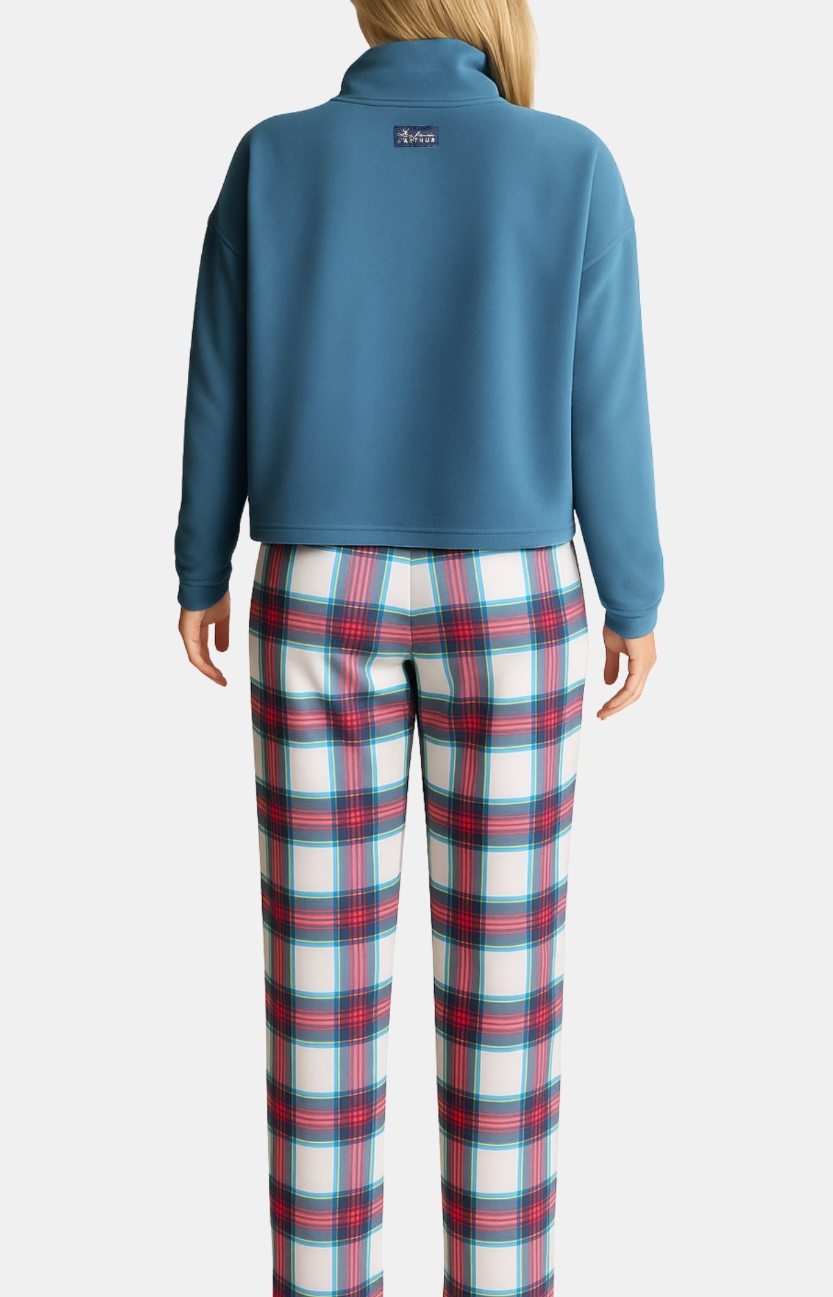 Pyjama polaire chaud carreaux vert canard femme 4