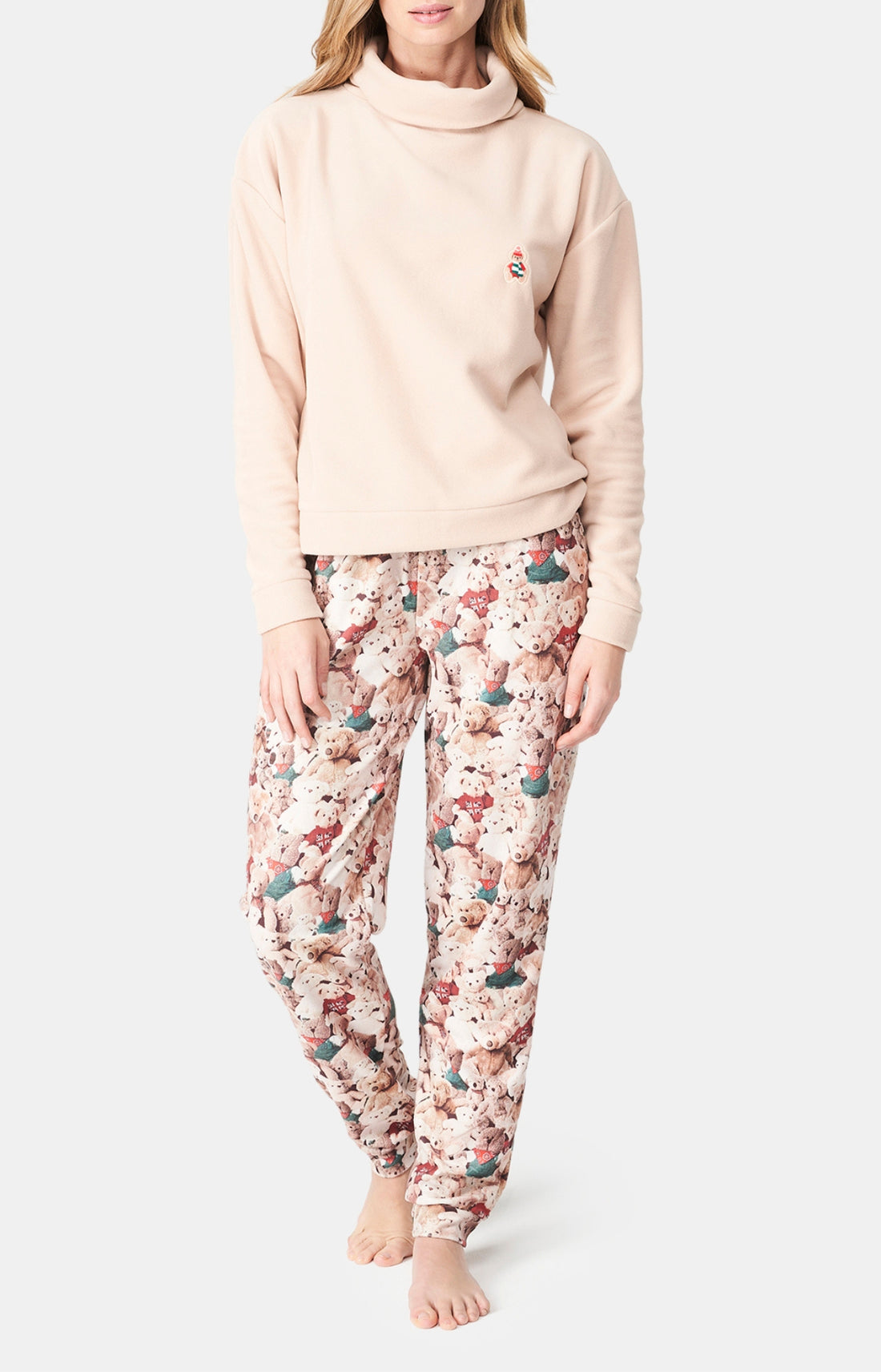 Pyjama long Femme Teddy Beige et Marron 1