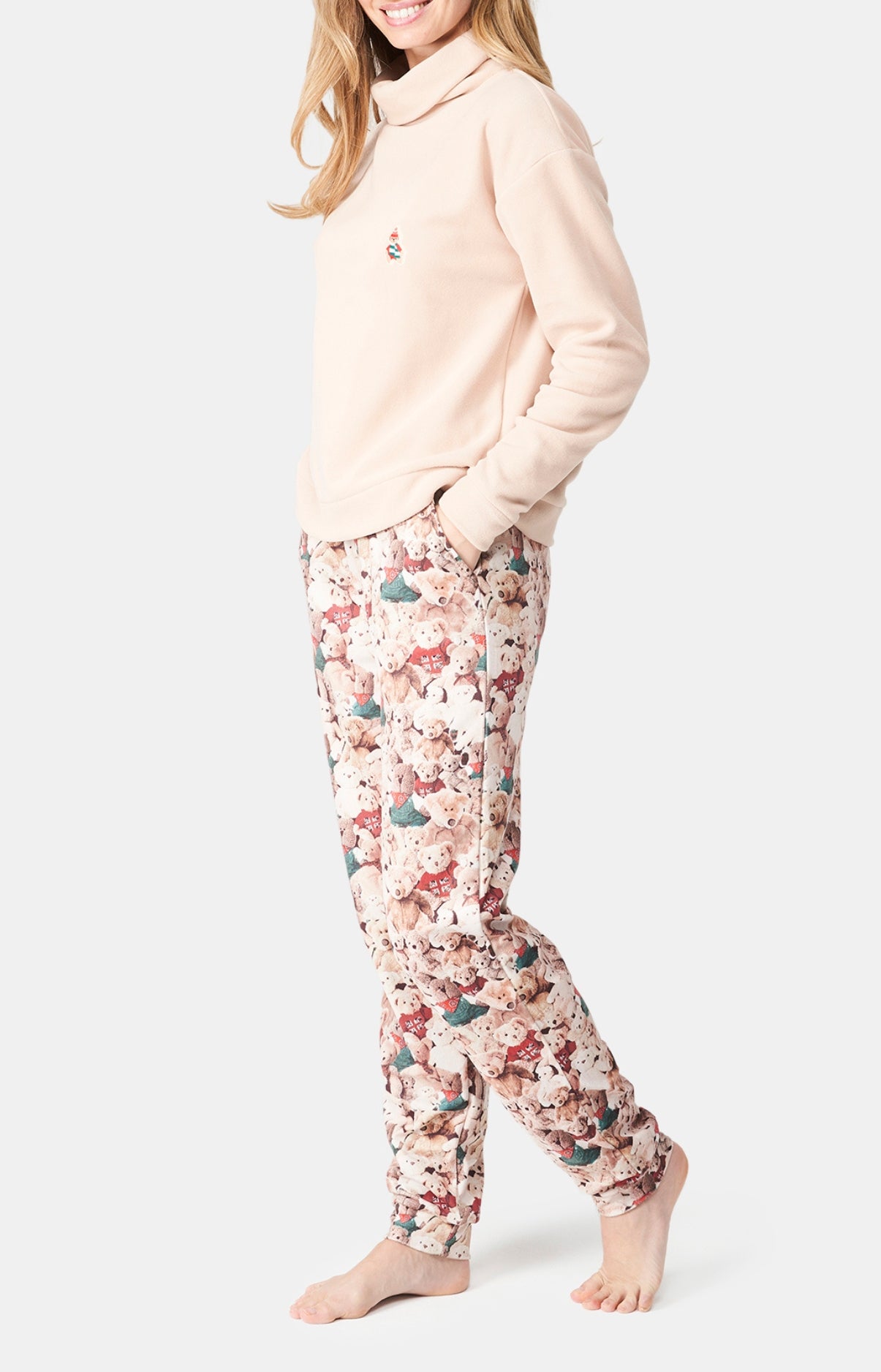 Pyjama long Femme Teddy Beige et Marron 4