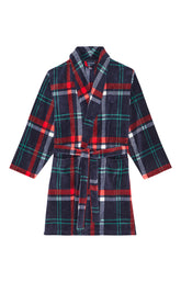 Robe de Chambre Femme polaire Carreaux Hugo Marine 3