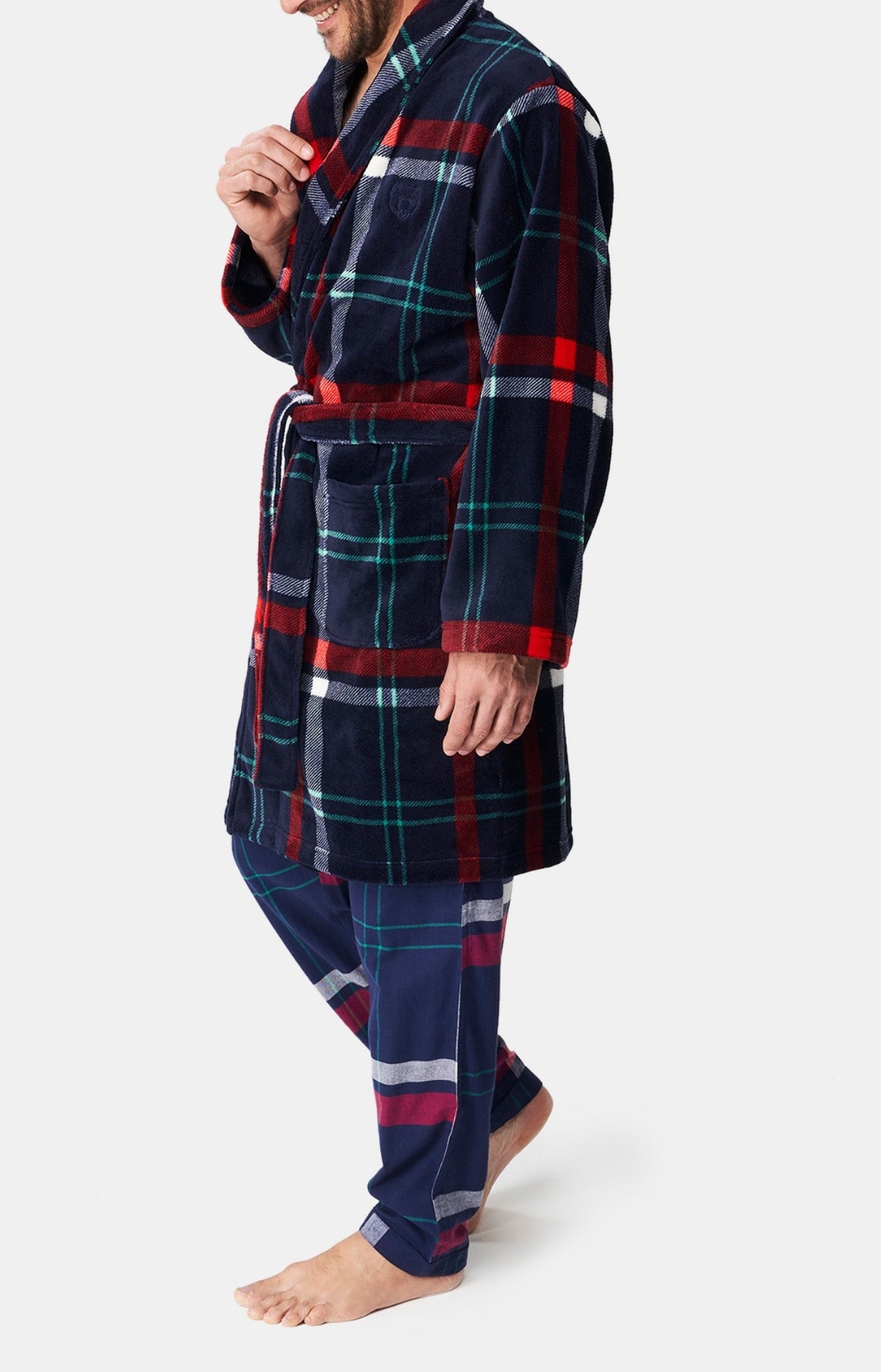 Robe de Chambre Femme polaire Carreaux Hugo Marine 5