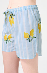 Pyjama Femme Lemon chérie Manches courtes Imprimé citrons jaunes et verts 4