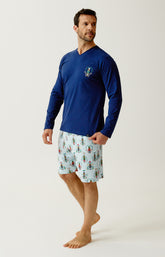 Pyjashort manches longues en jersey de coton Homme Casse-noisette glace 5