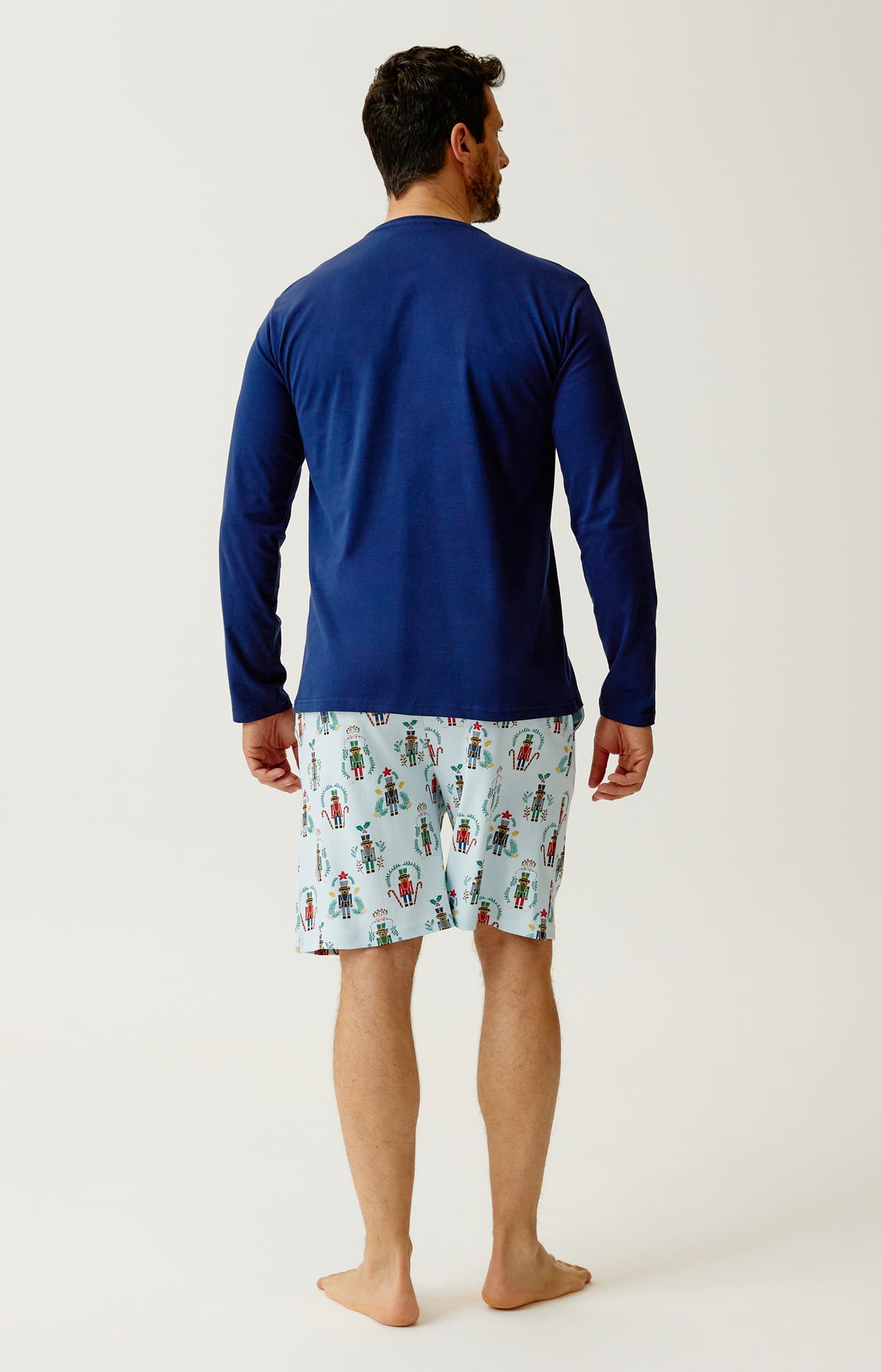 Pyjashort manches longues en jersey de coton Homme Casse-noisette glace 6