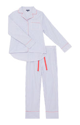 Pyjama boutonné à rayures bleu et blanc femme 3