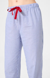 Pyjama boutonné à rayures bleu et blanc femme 6