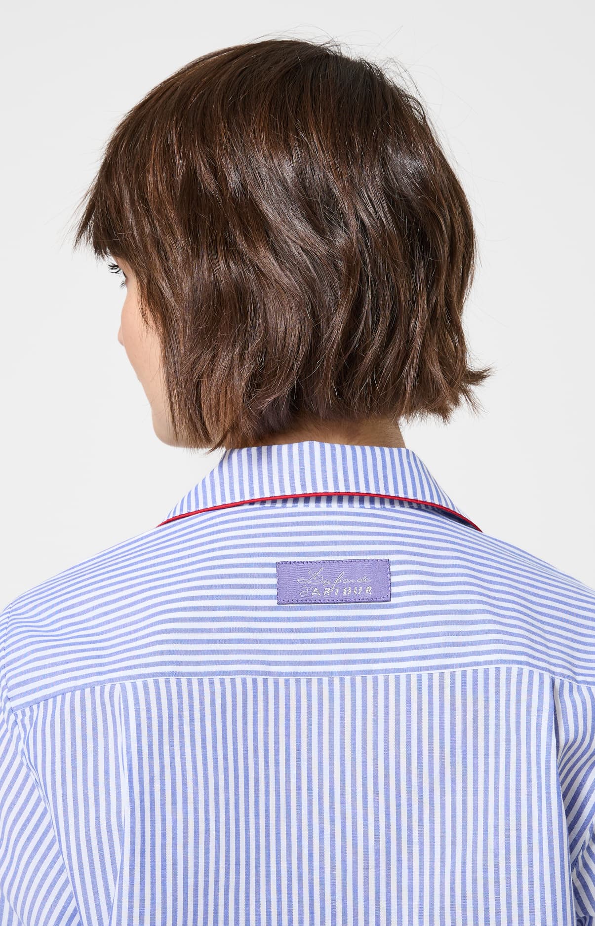 Pyjama boutonné à rayures bleu et blanc femme 8