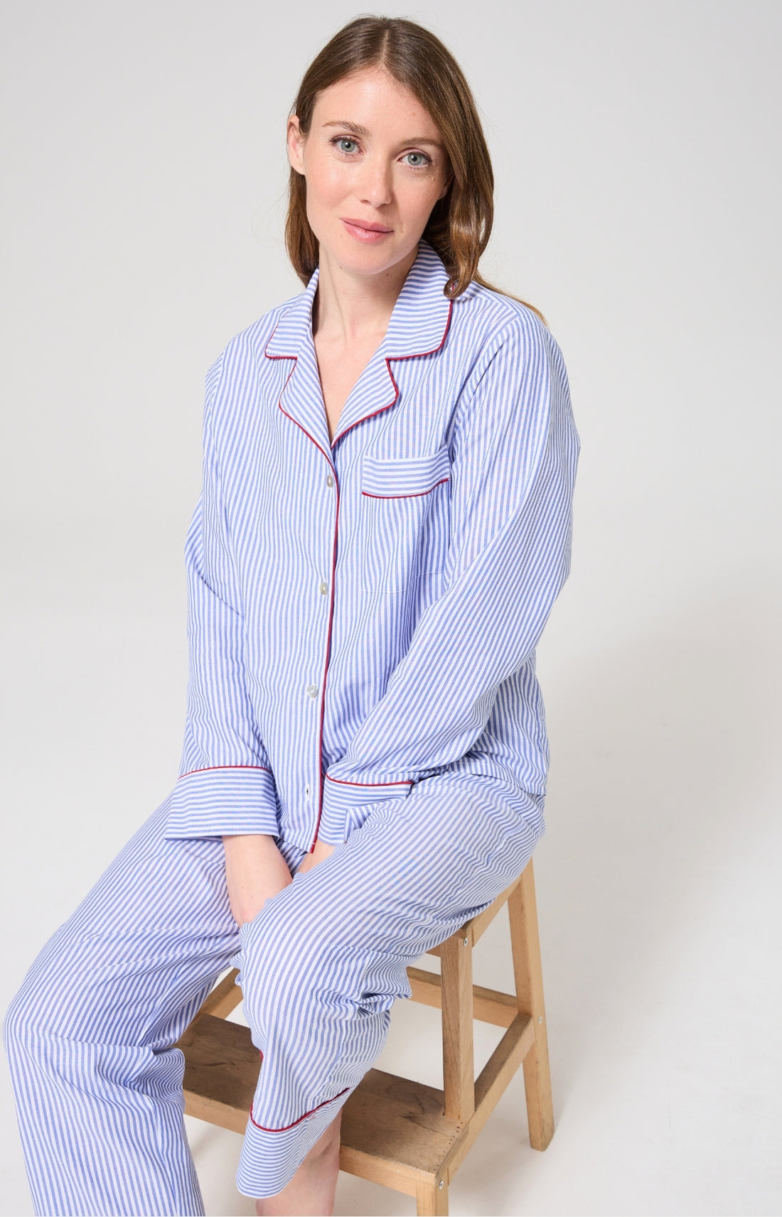 Pyjama boutonné rayures - Tradi Bleu