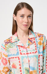 Pyjama Femme French Riviera Manches longues Imprimé carte postale et fleurs multicolores 2
