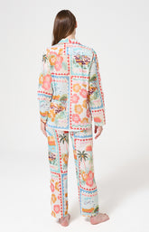 Pyjama Femme French Riviera Manches longues Imprimé carte postale et fleurs multicolores 5