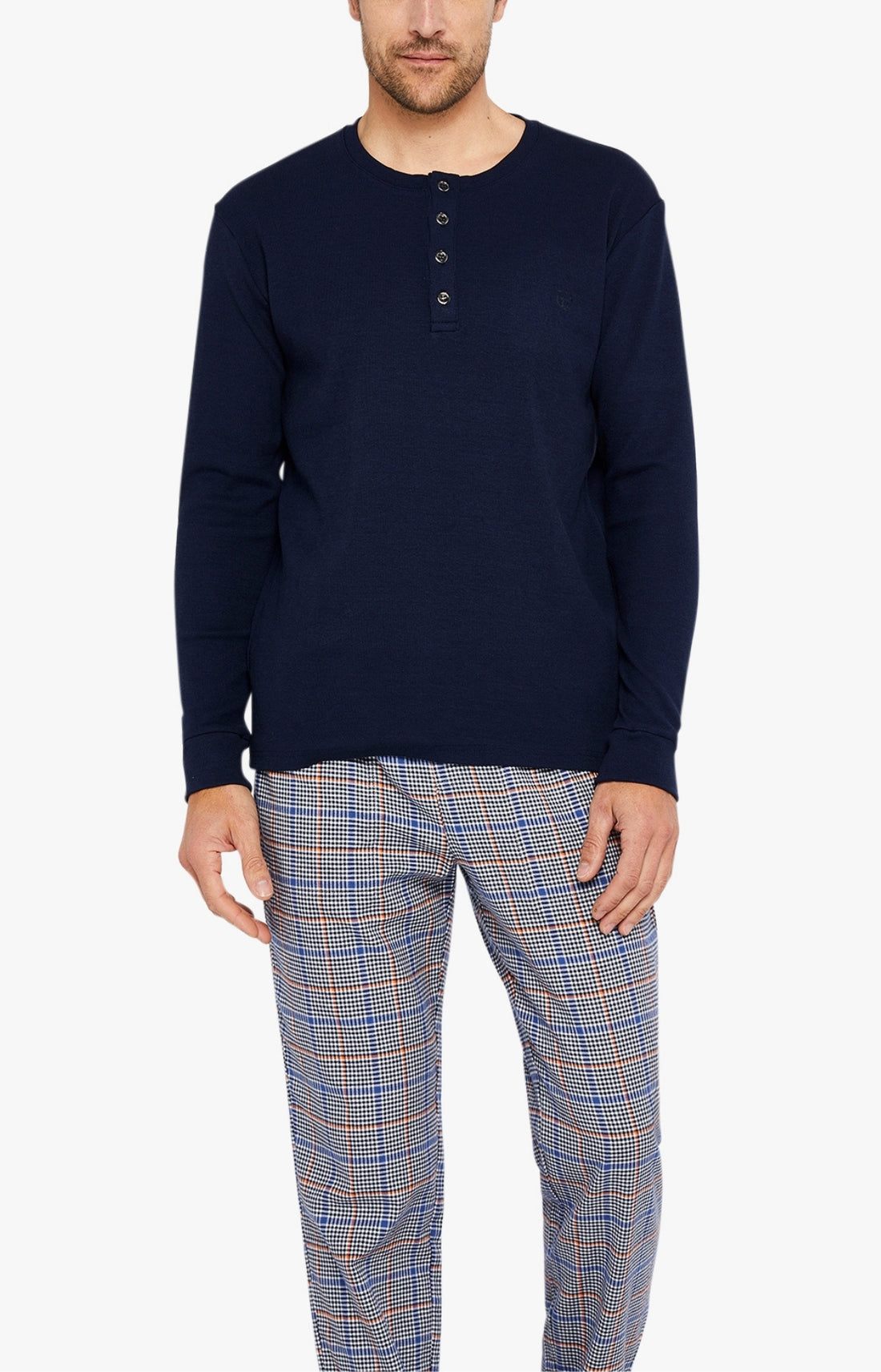 Tee-shirt Homme manches longues Coton Marine 7