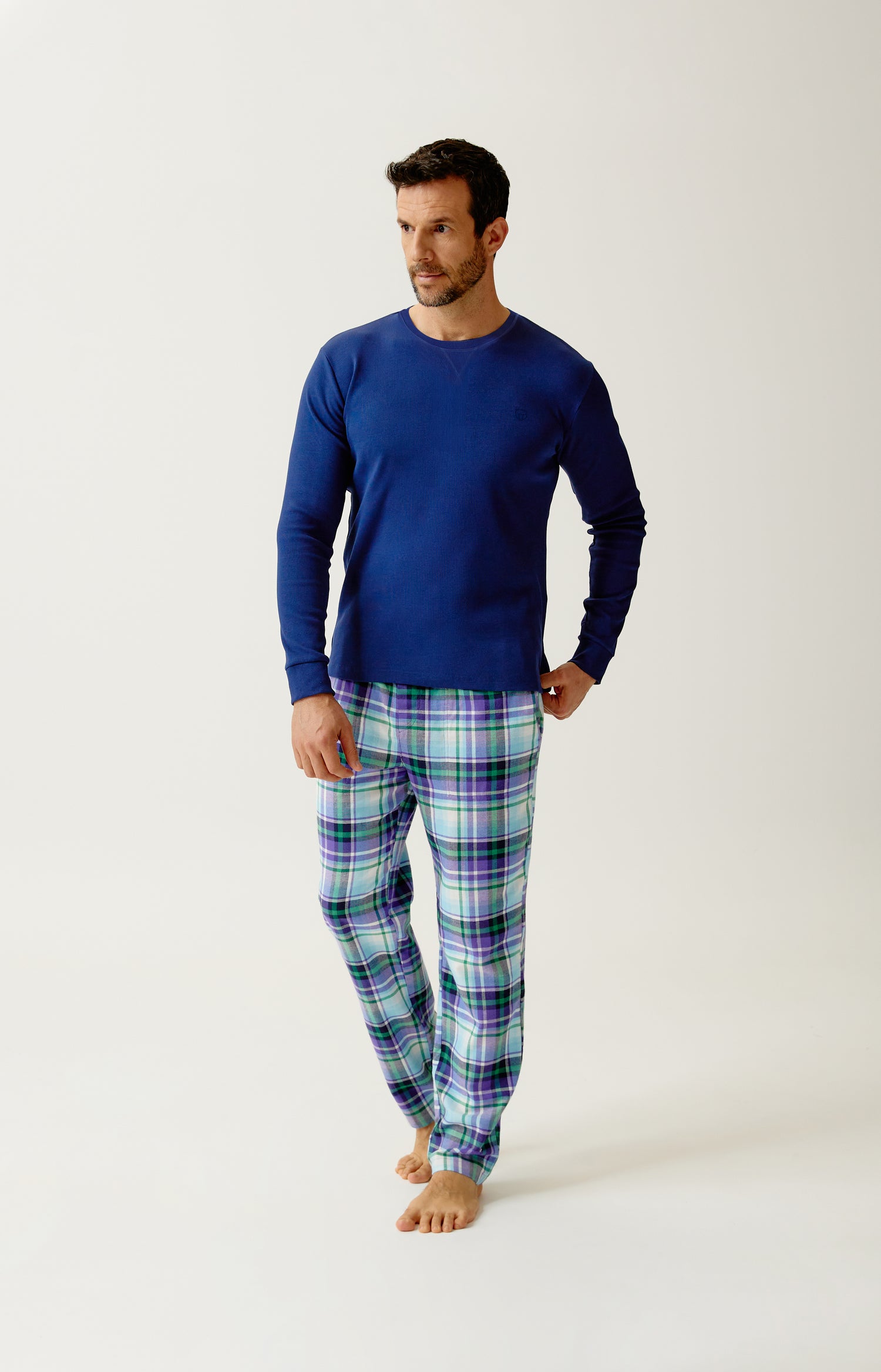 Tee-shirt manches longues en jersey de coton et modal - Minuit