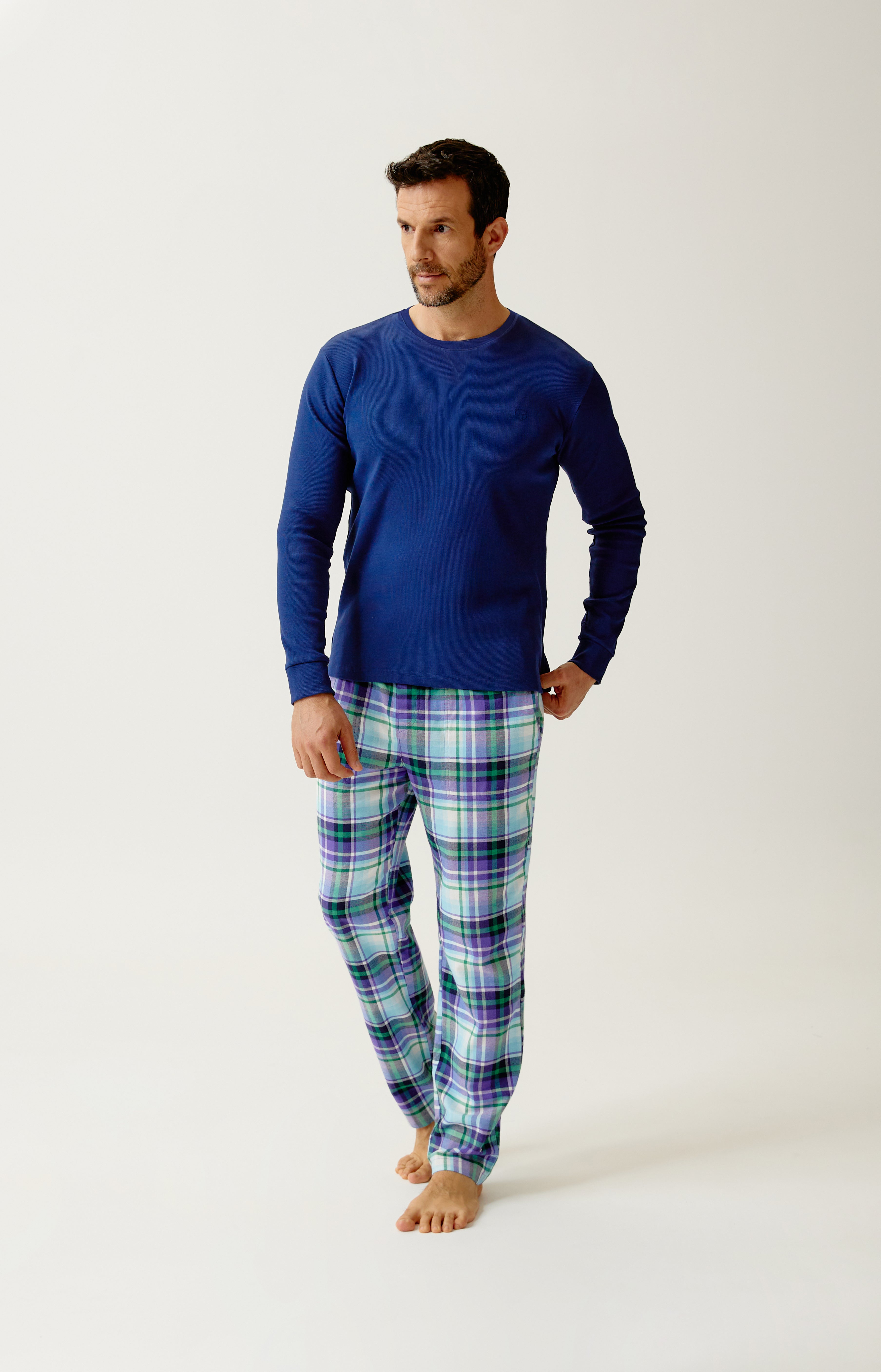 Tee-shirt manches longues en jersey de coton et modal - Minuit