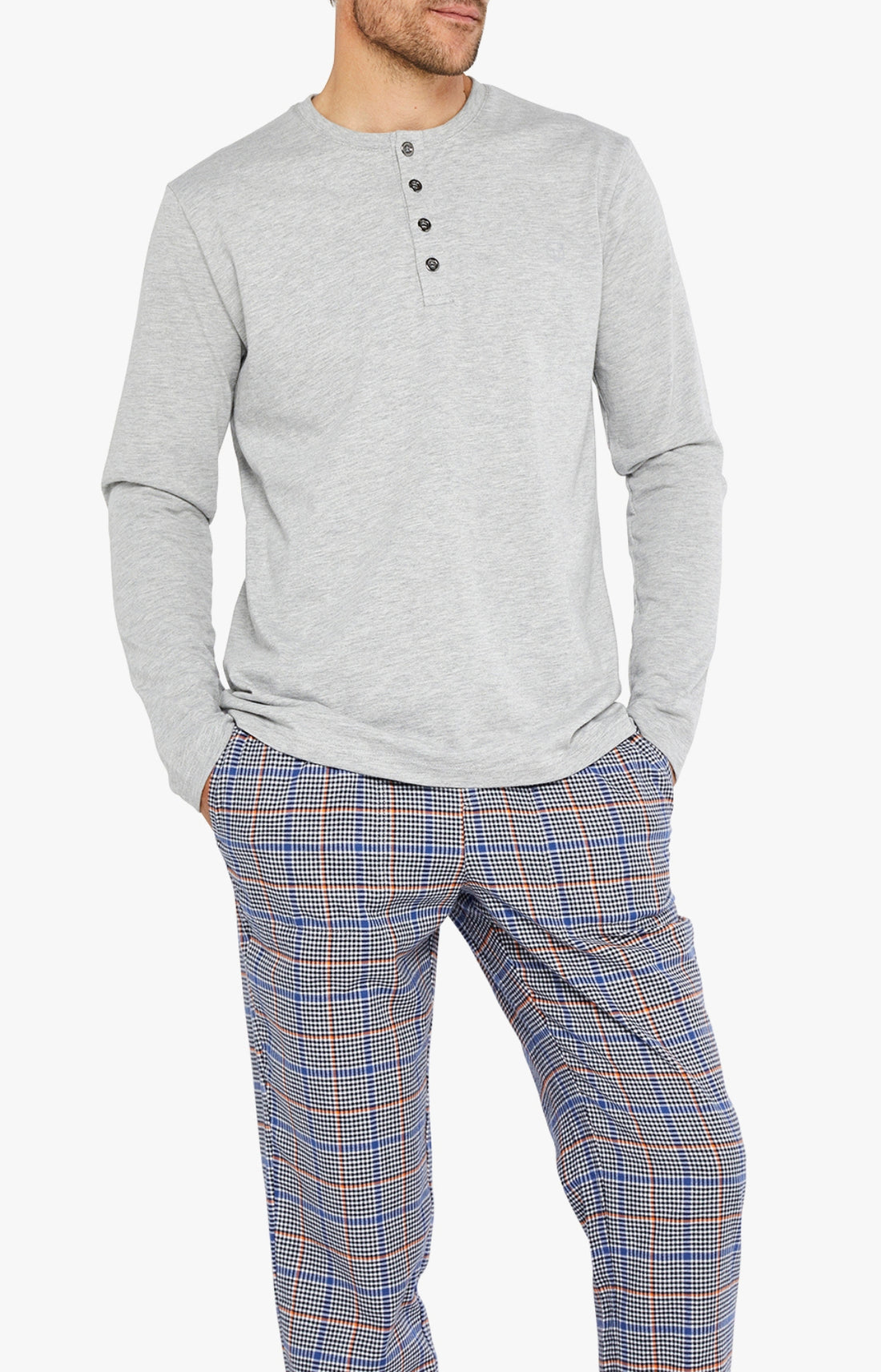 Tee-shirt Homme manches longues Coton Gris 1