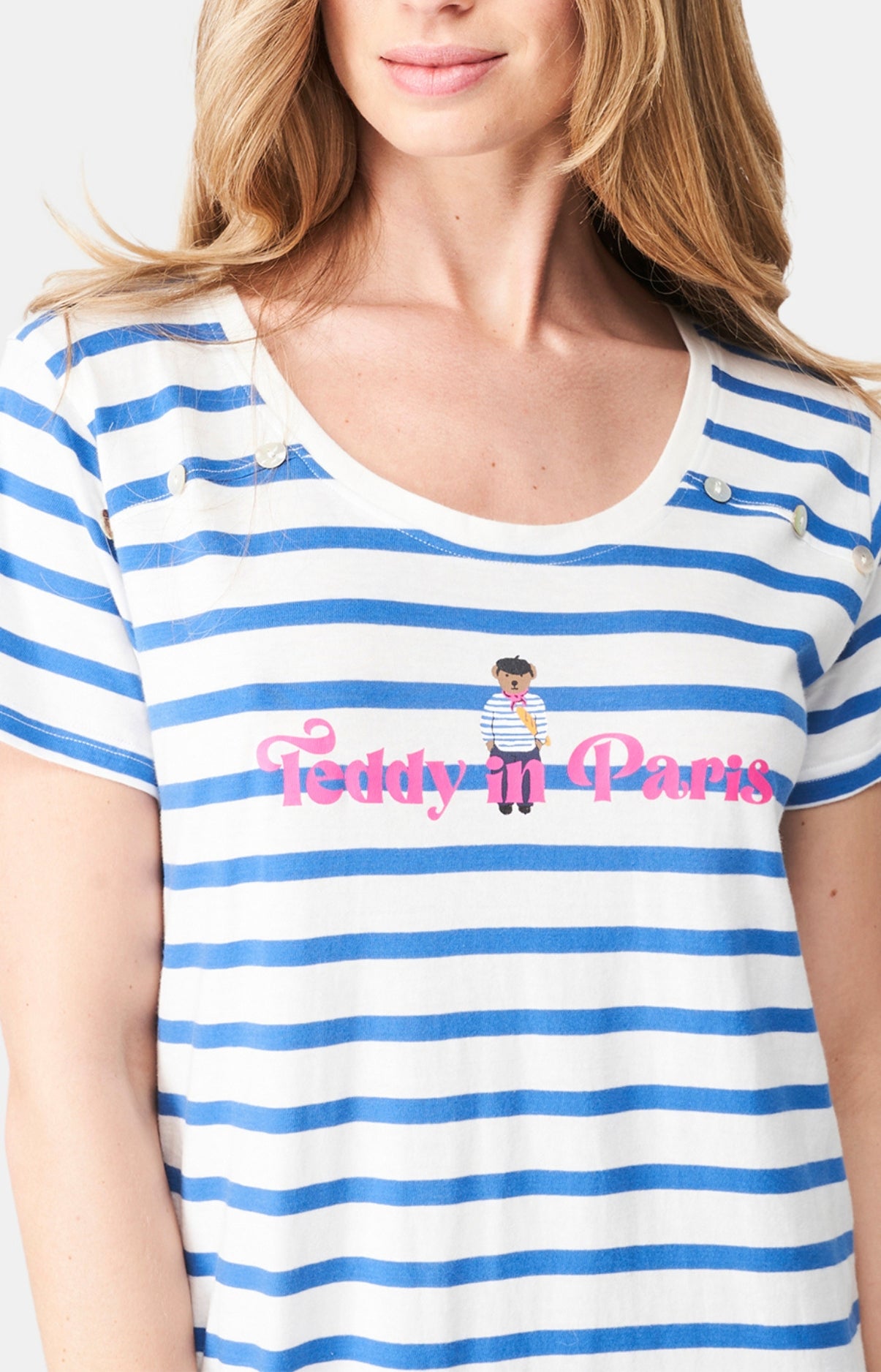 Chemise de nuit Femme Teddy In Paris Blanc et Ivoire 2