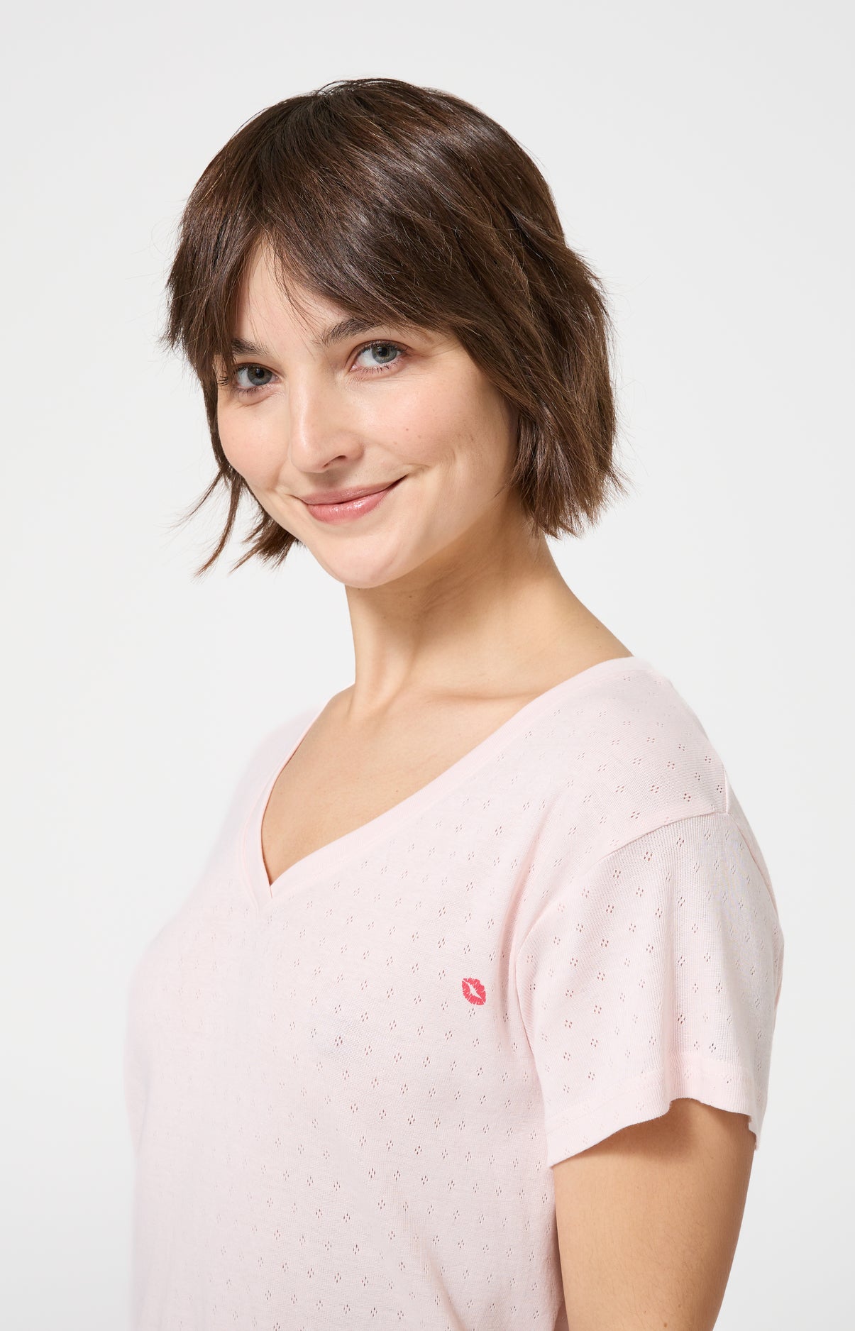 Chemise de nuit Femme Kiss Manches courtes Couleur NUDE 2