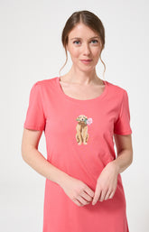 Chemise de nuit Femme Nina Manches courtes Imprimé chien labrador avec fleurs 2