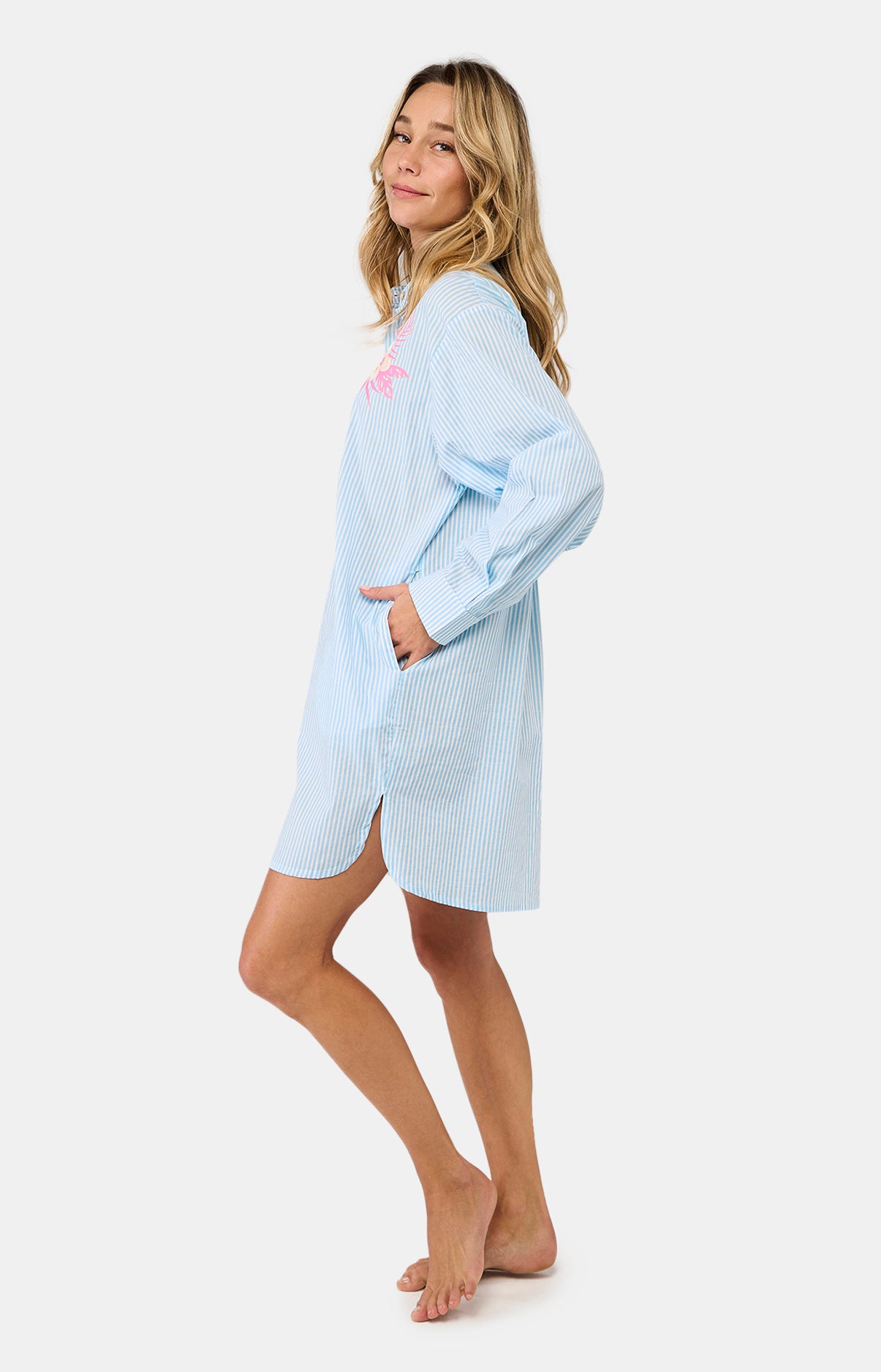 Robe Chemise Femme Rayure Bleu 7