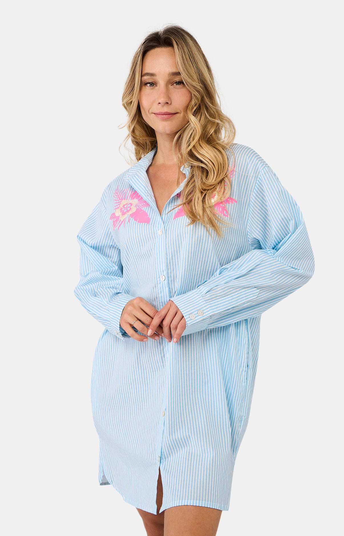 Robe Chemise Femme Rayure Bleu 4