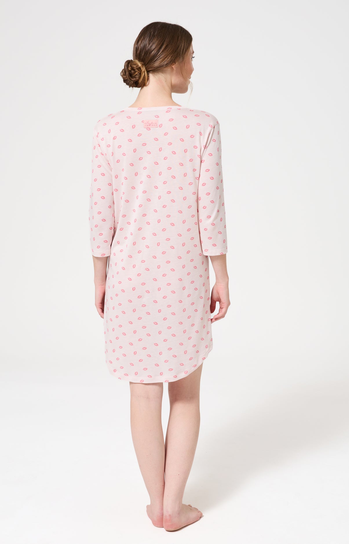 Chemise de nuit Femme Kiss Manches longues Imprimé bisous rouge à lèvre 5