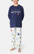 Pyjama long enfant ski et montagne bleu marine et blanc 7