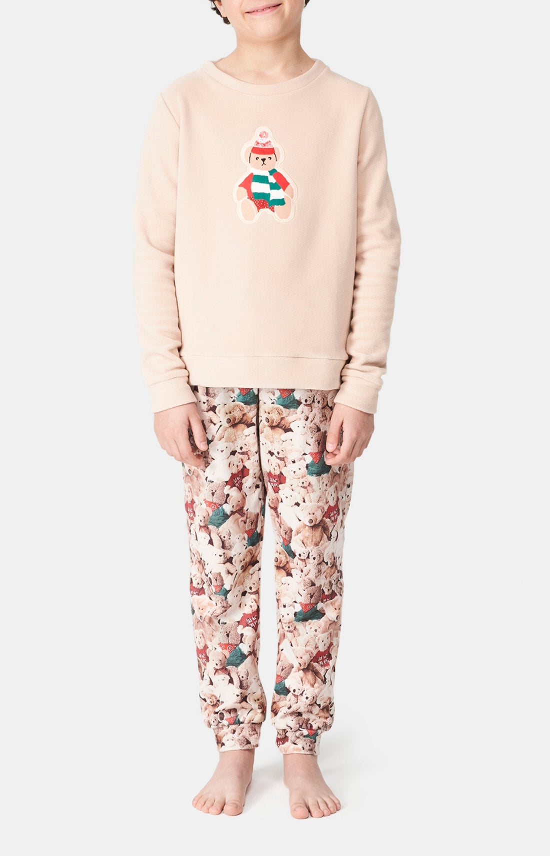 Pyjama long Femme polaire Teddy Beige et Marron 1