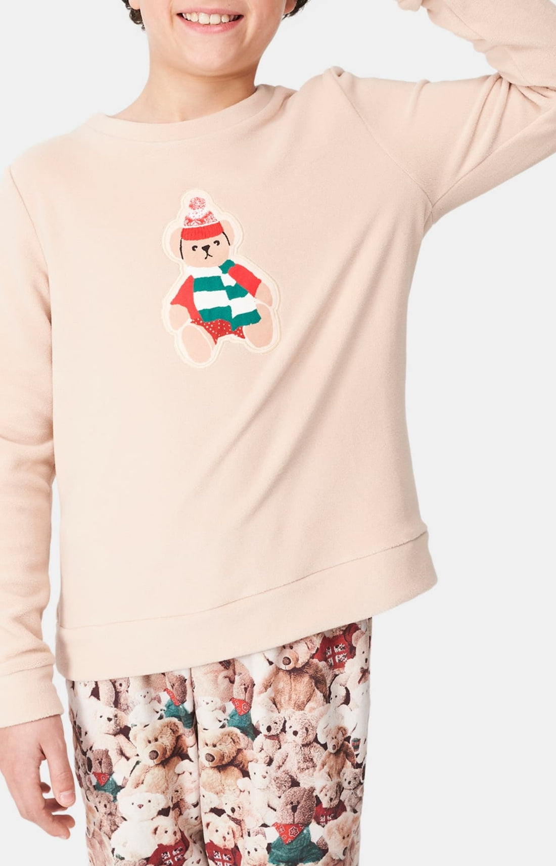 Pyjama long Femme polaire Teddy Beige et Marron 2