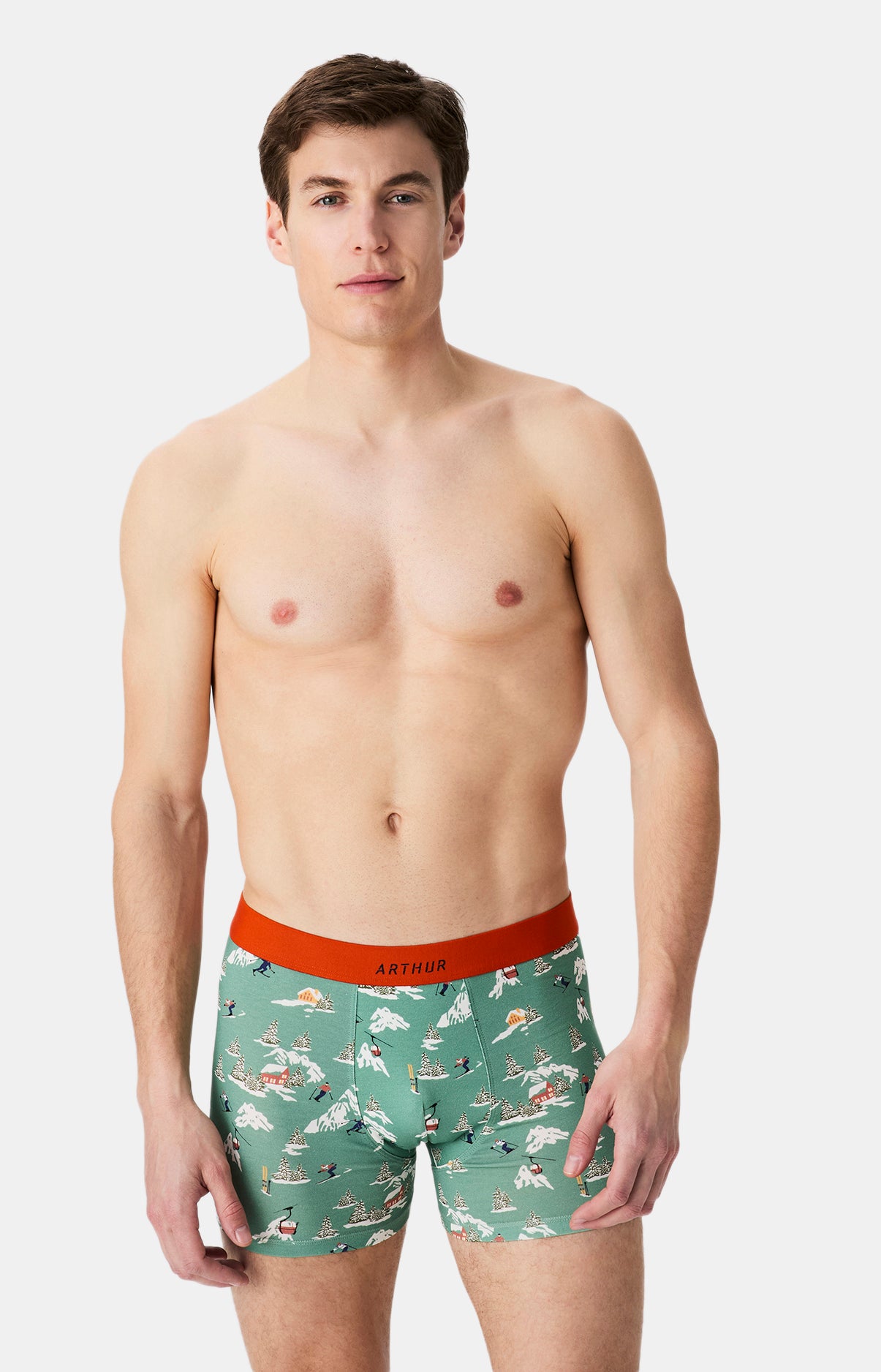 Boxers homme Noël en altitude VERT 1