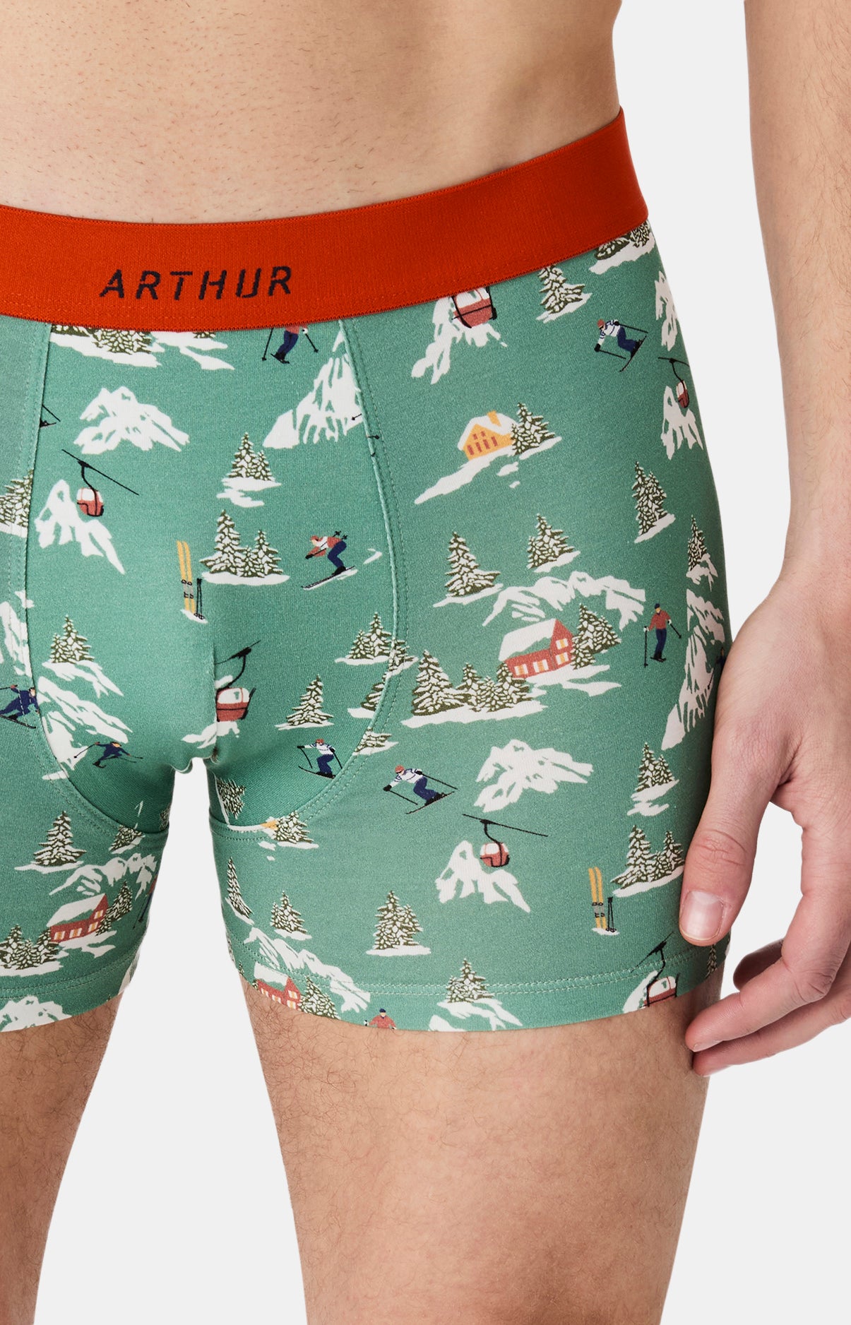 Boxers homme Noël en altitude VERT 2