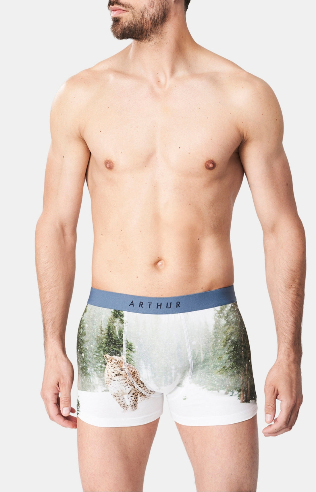 Boxer Homme Panthère des Neiges Blanc et Ivoire 1