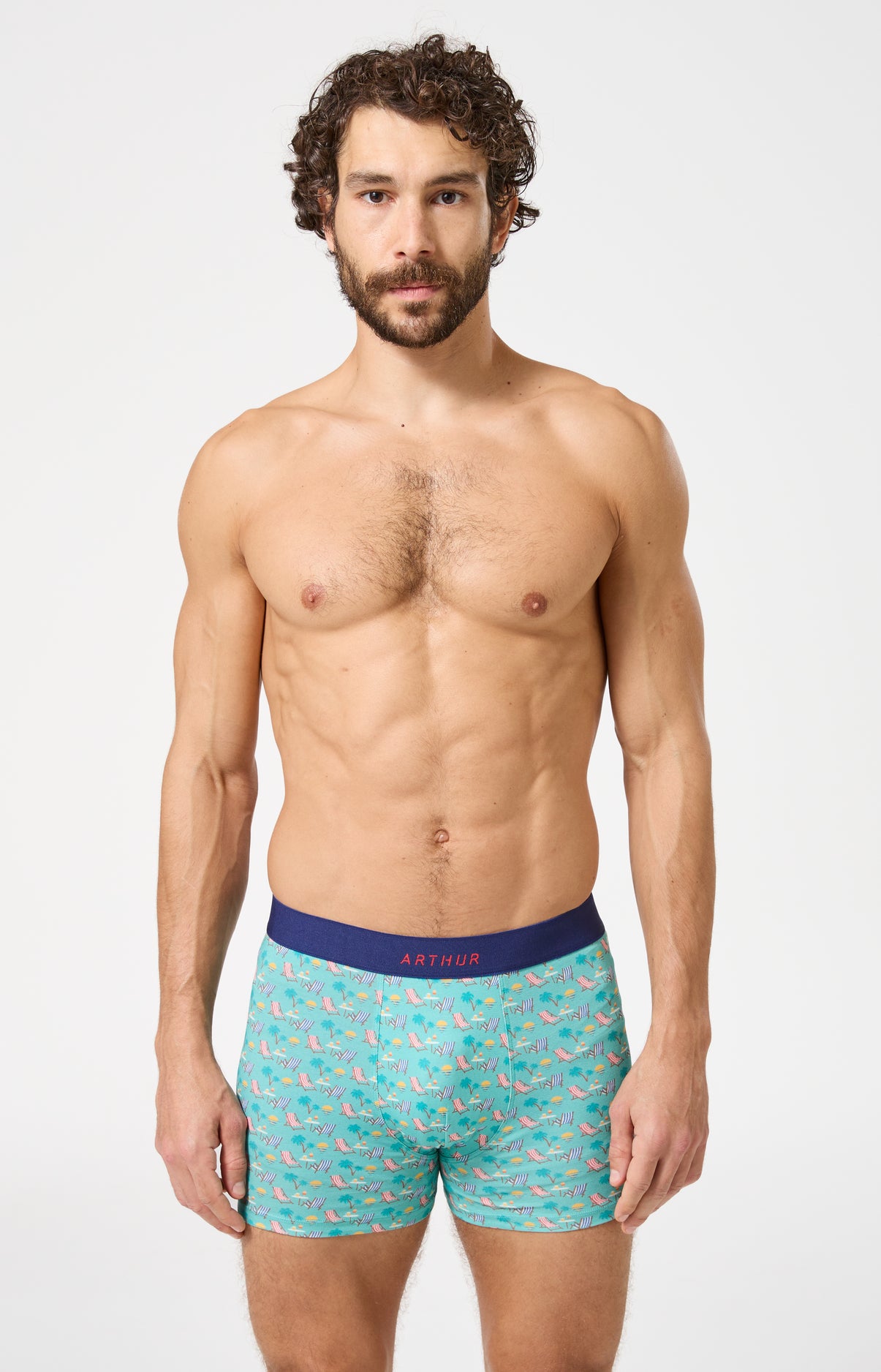 Boxer homme Transat Imprimé transats en bord de mer et palmiers 2