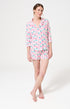 Pyjama Femme Amarena Manches longues Imprimé cerise rose et verte 1