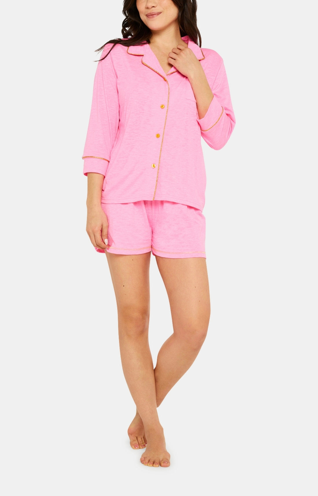 Pyjama court boutonné - Polyester et Coton