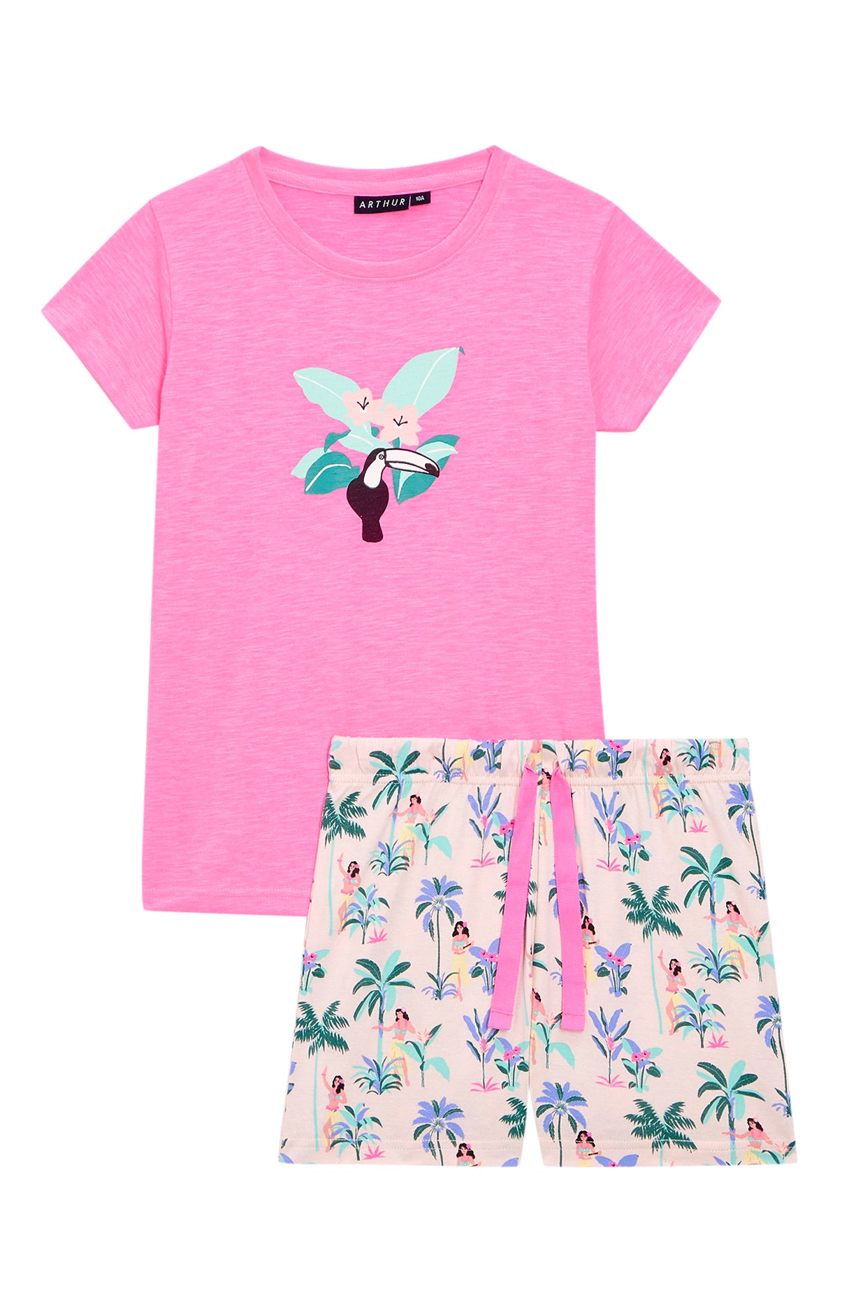 Pyjashort Enfant Vahiné Rose et Multicolore 3