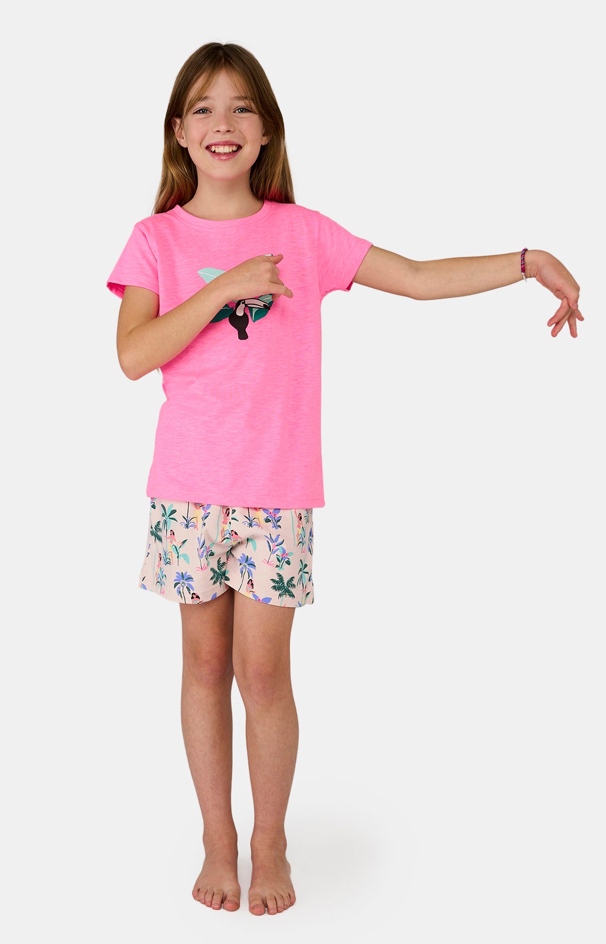 Pyjashort Enfant Vahiné Rose et Multicolore 4