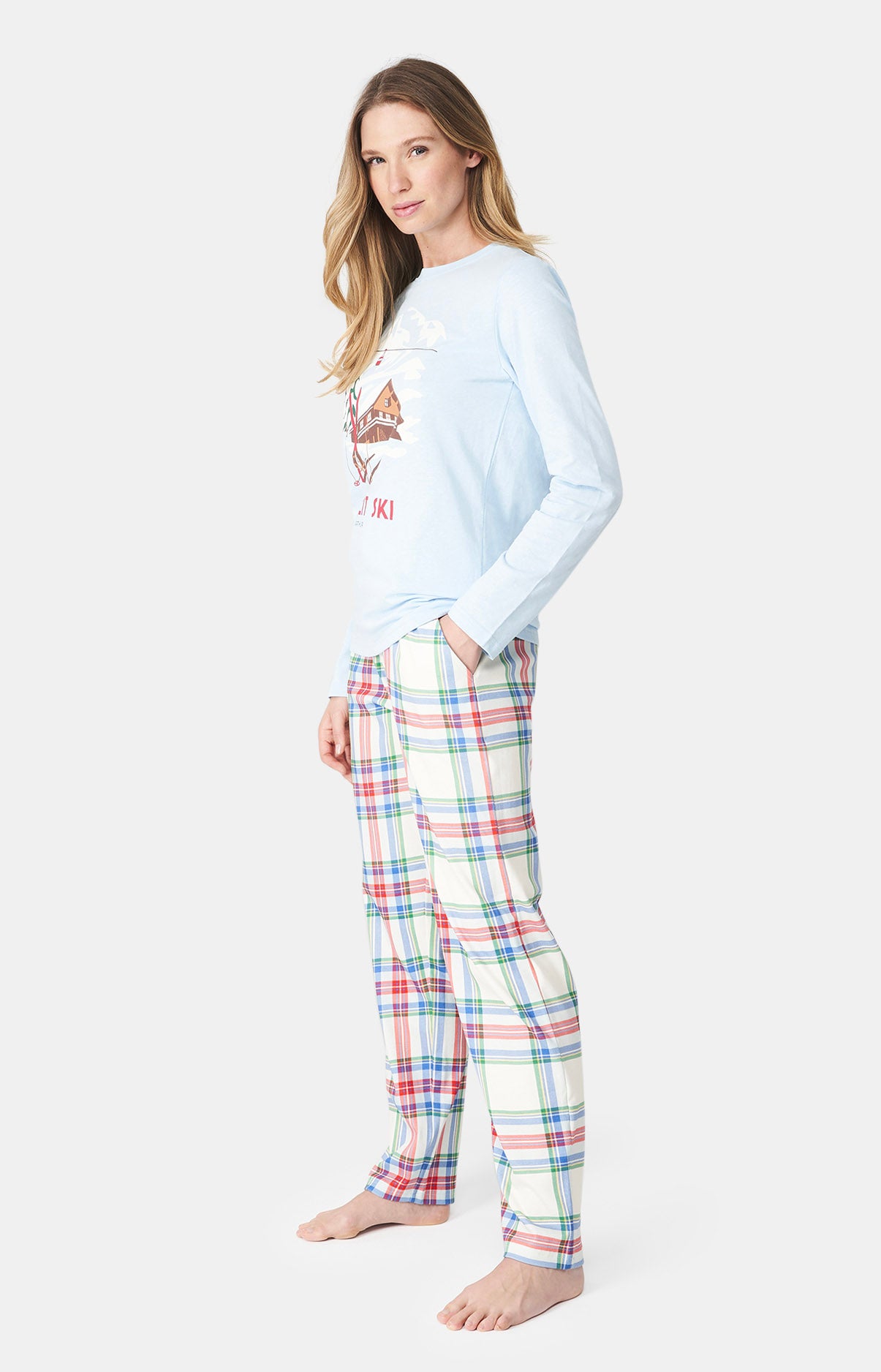 Pyjama long Femme Thé lit ski Blanc et Ivoire 10