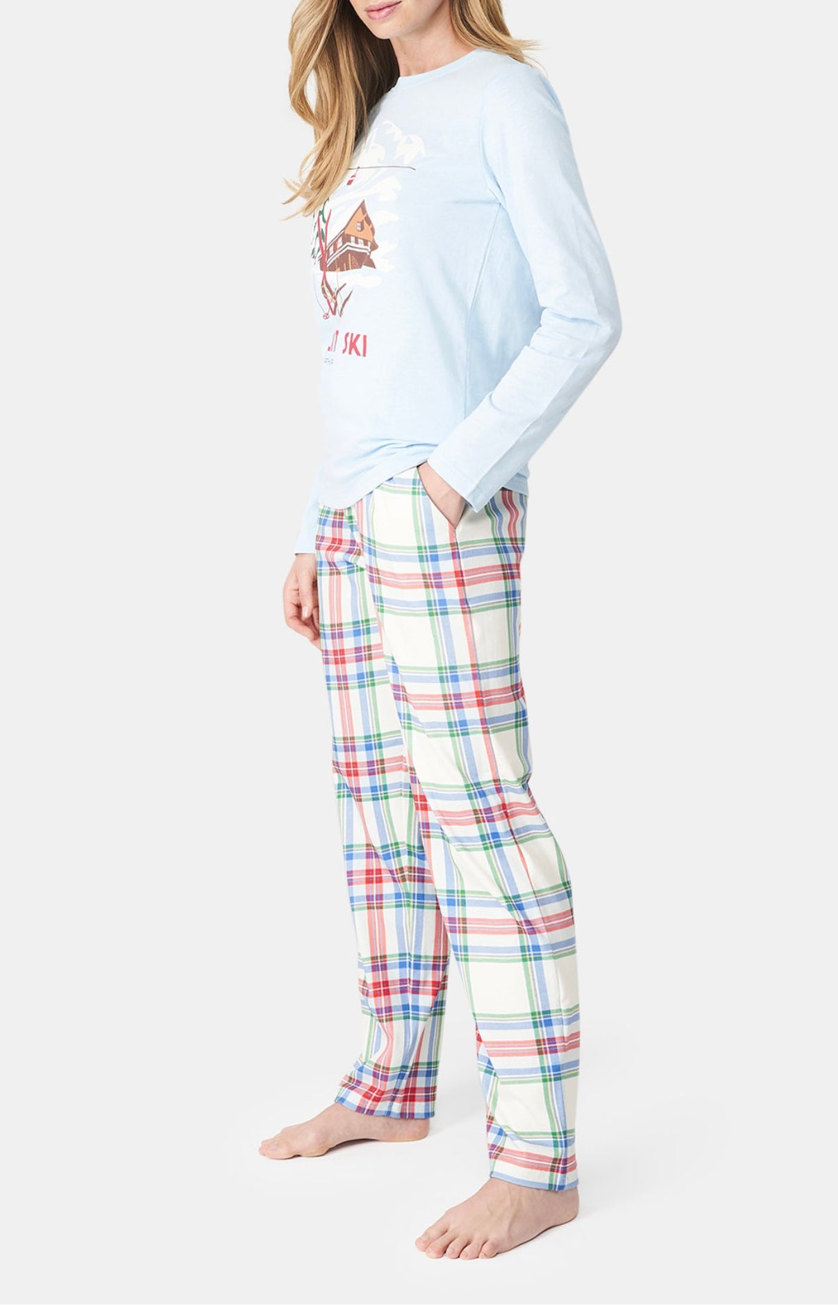 Pyjama long Femme Thé lit ski Blanc et Ivoire 4