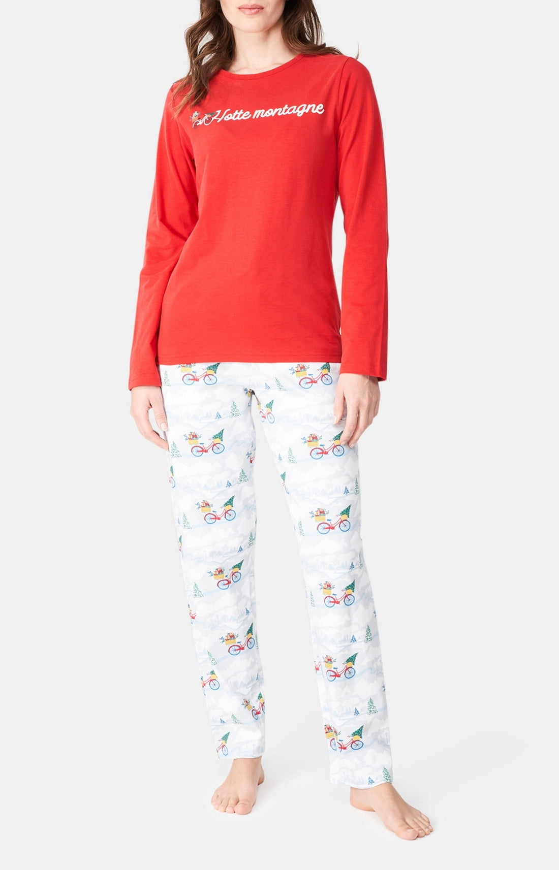 Pyjama long Femme Hotte montagne Blanc et Ivoire 1