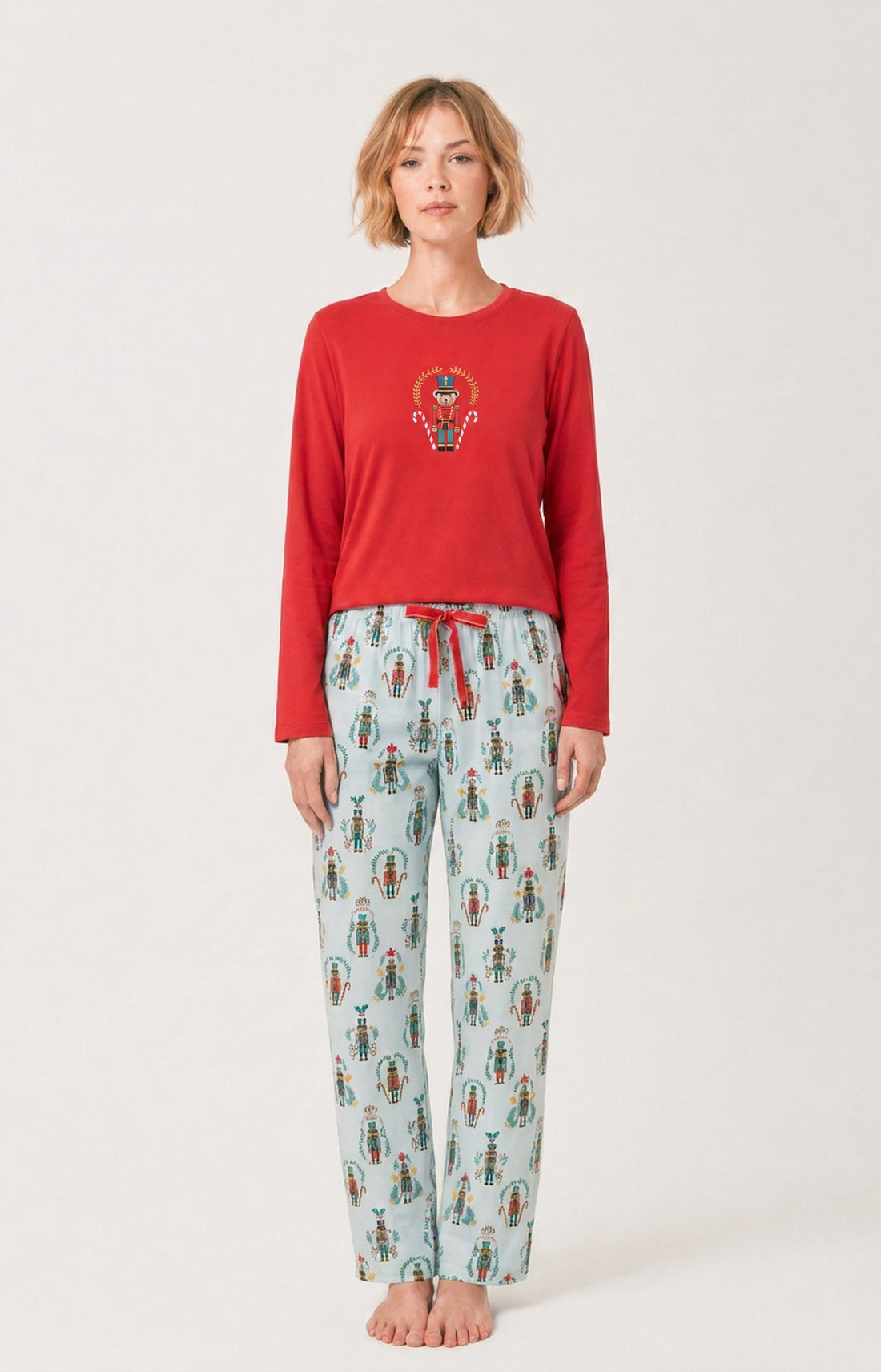Pyjama en jersey de coton épais Femme Casse-noisette glace 1