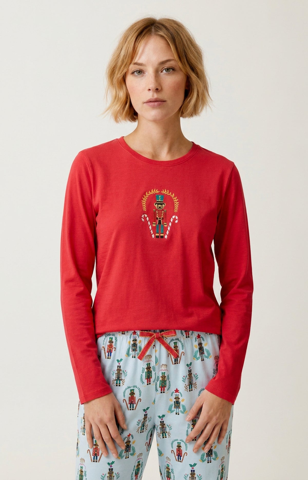 Pyjama en jersey de coton épais Femme Casse-noisette glace 2