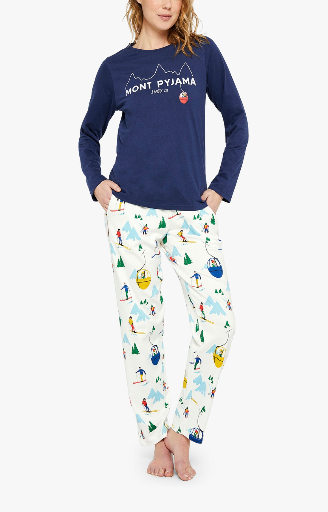 Pyjama long Femme Mont Pyjama Blanc et Ivoire 1