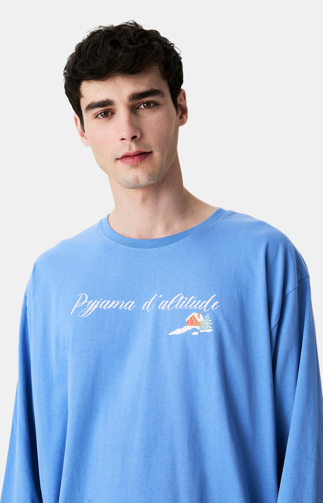 Chemises de nuit Homme Shirt Noël en altitude BLEU 2