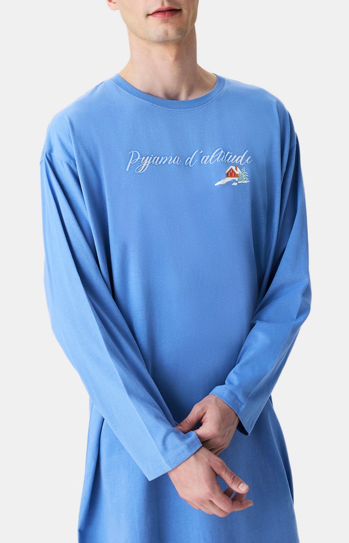 Chemises de nuit Homme Shirt Noël en altitude BLEU 4