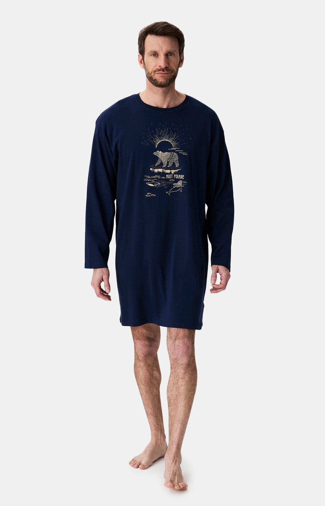 Chemises de nuit Homme Shirt Nuit Polaire MARINE 1