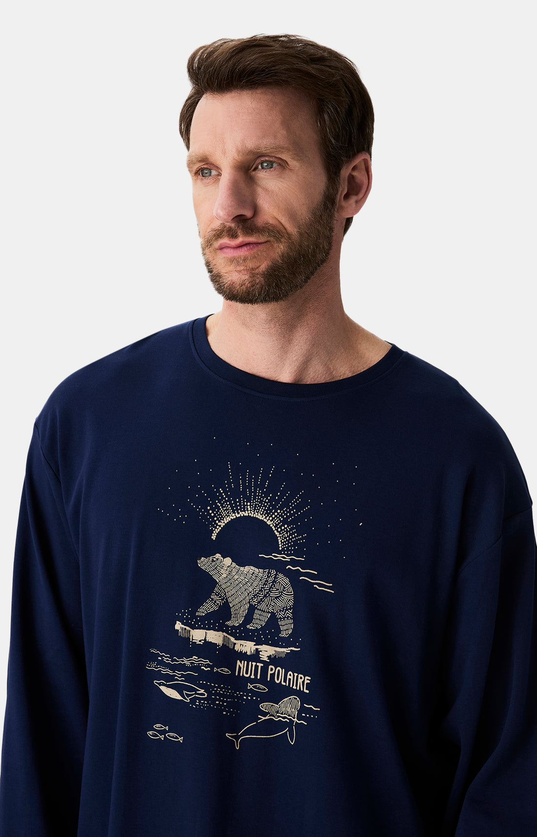 Chemises de nuit Homme Shirt Nuit Polaire MARINE 2