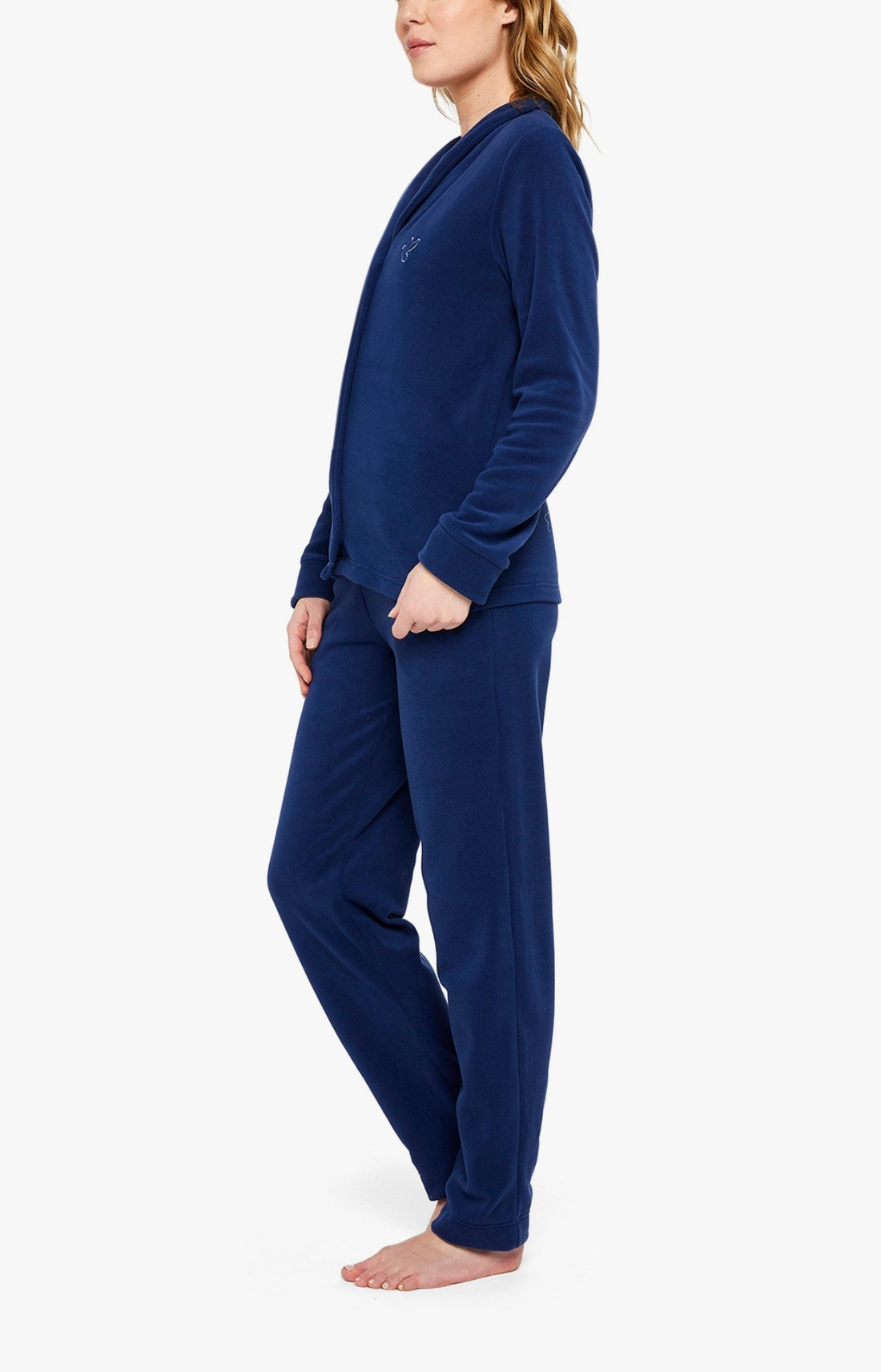 Pyjama long boutonné Femme Polaire Marine 2