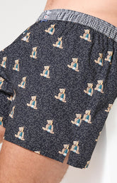 Pack deux caleçons avec slip intégré homme noir vichy et teddy nouvel an 6