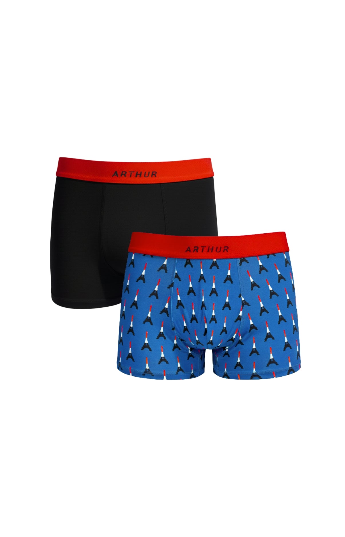Lot de boxers unis noir et bleu Paris homme 3