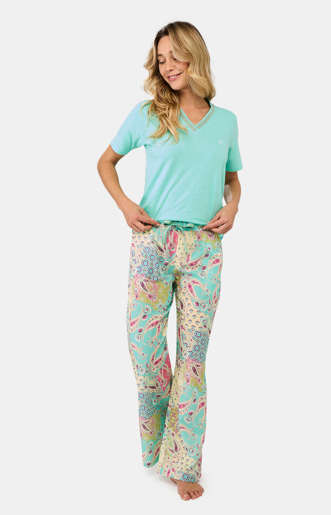 Pantalon Femme Paisley Vert et Multicolore 4